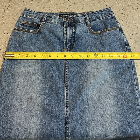 STREET CODE VINTAGE Y2K DISTRESSED DENIM PENCIL SKIRT BLUE SIZE 5 TO 6 - Picture 10 of 12